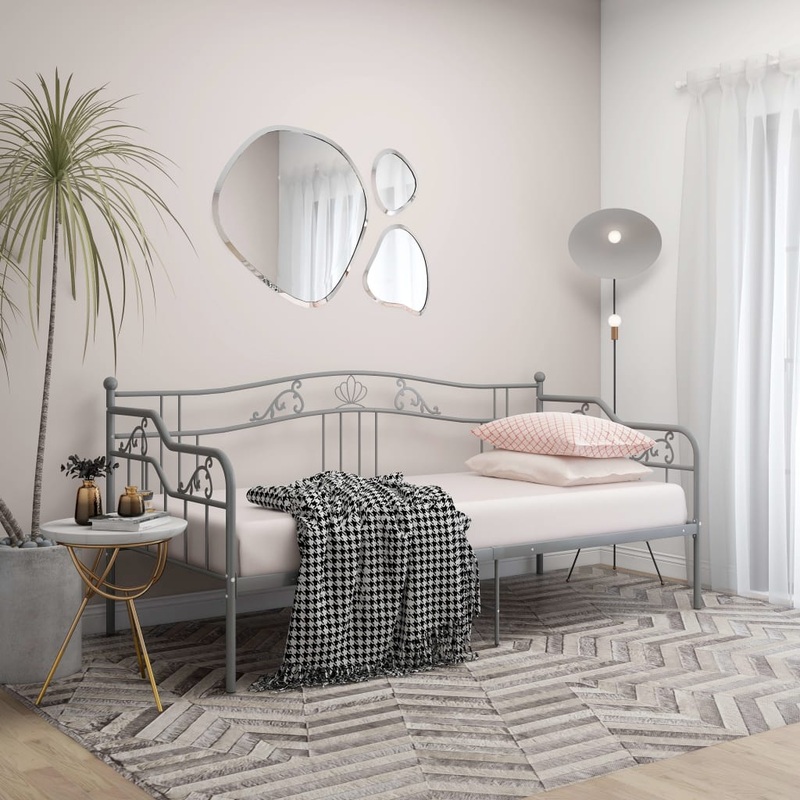 Berkfield Sofa Bed Frame Grey Metal 90×200 cm