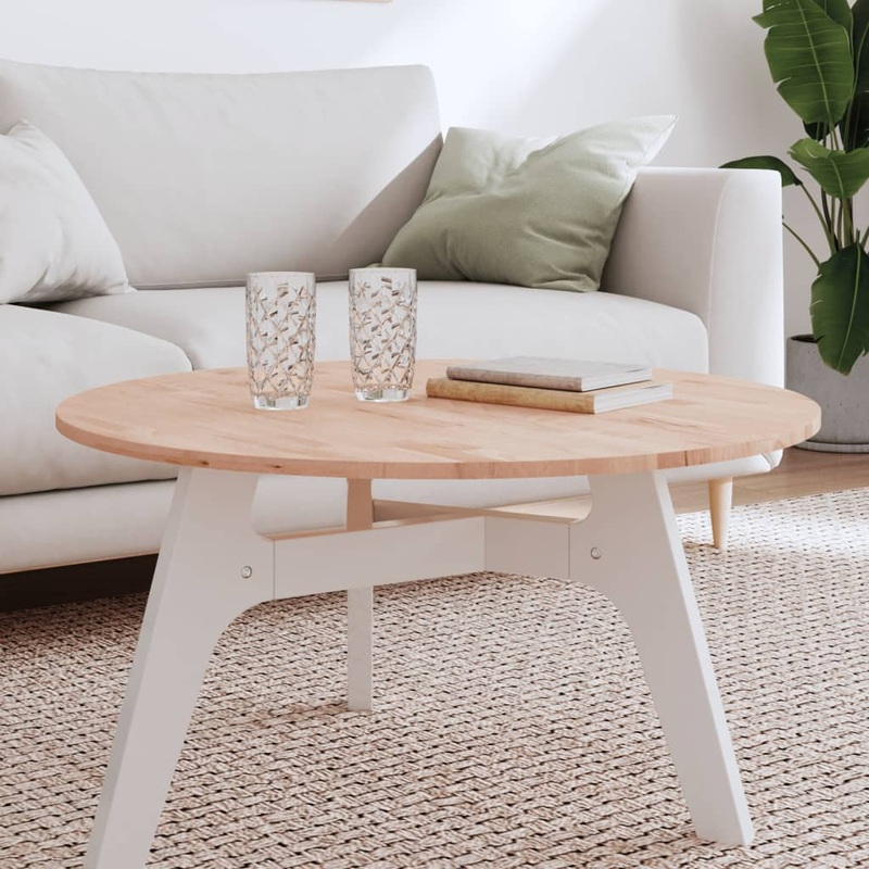 Berkfield Table Top __80x1.5 cm Round Solid Wood Beech