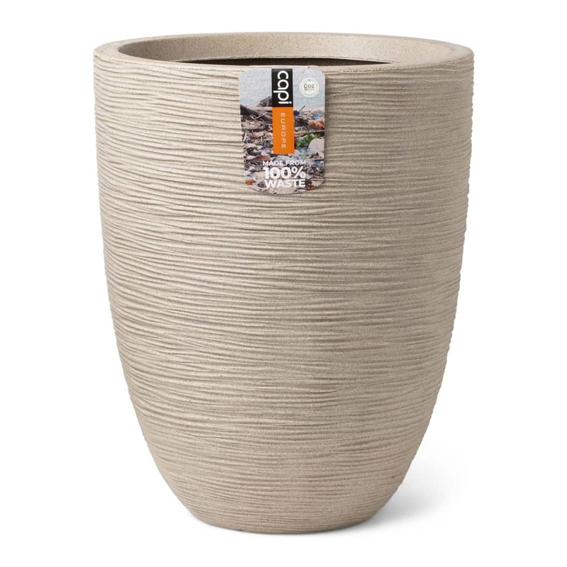 Capi Vase Elegant Low Waste Rib 34×46 cm Terrazzo Beige