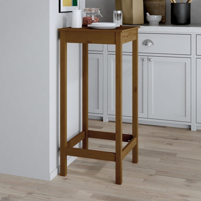 Berkfield Bar Table Honey Brown 50x50x110 cm Solid Wood Pine