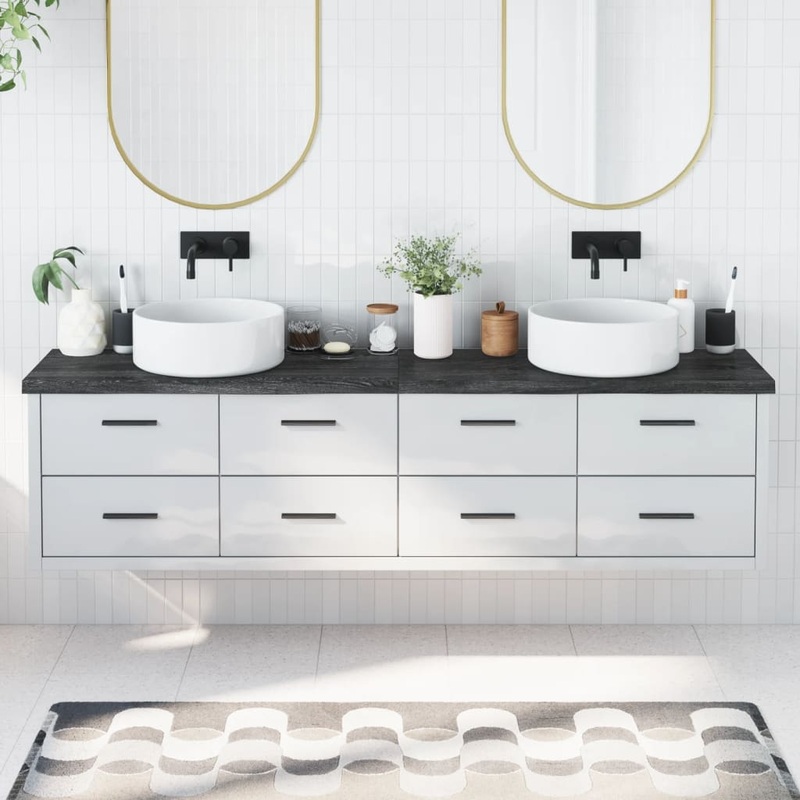 Berkfield Bathroom Countertop Dark Grey 200x30x4 cm Treated Solid Wood