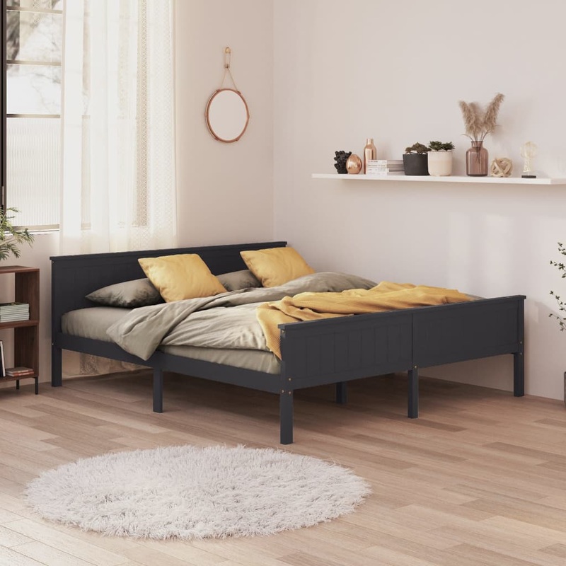 Berkfield Bed Frame Grey Solid Wood Pine 180×200 cm