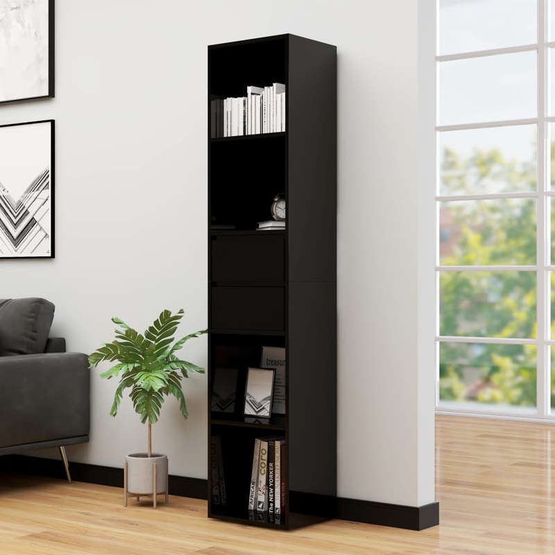 Berkfield Book Cabinet High Gloss Black 36x30x171 cm Engineered Wood