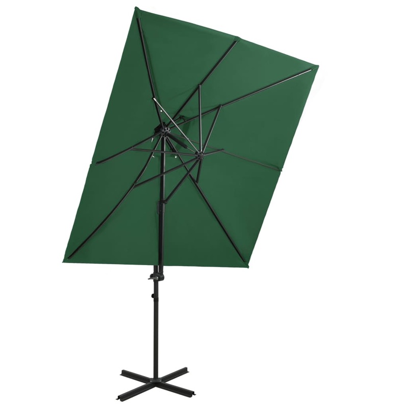 Berkfield Cantilever Umbrella with Double Top Green 250×250 cm