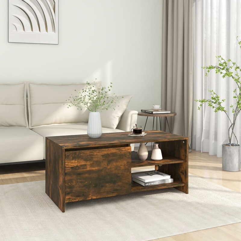 Berkfield Coffee Table Smoked Oak 102x50x45 cm Engineered Wood