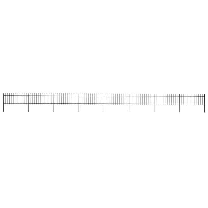 Berkfield Garden Fence with Spear Top Steel 13.6×0.8 m Black