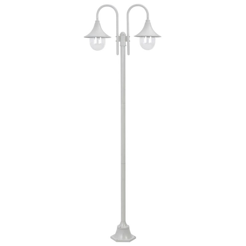 Berkfield Garden Post Light E27 220 cm Aluminium 2-Lantern White