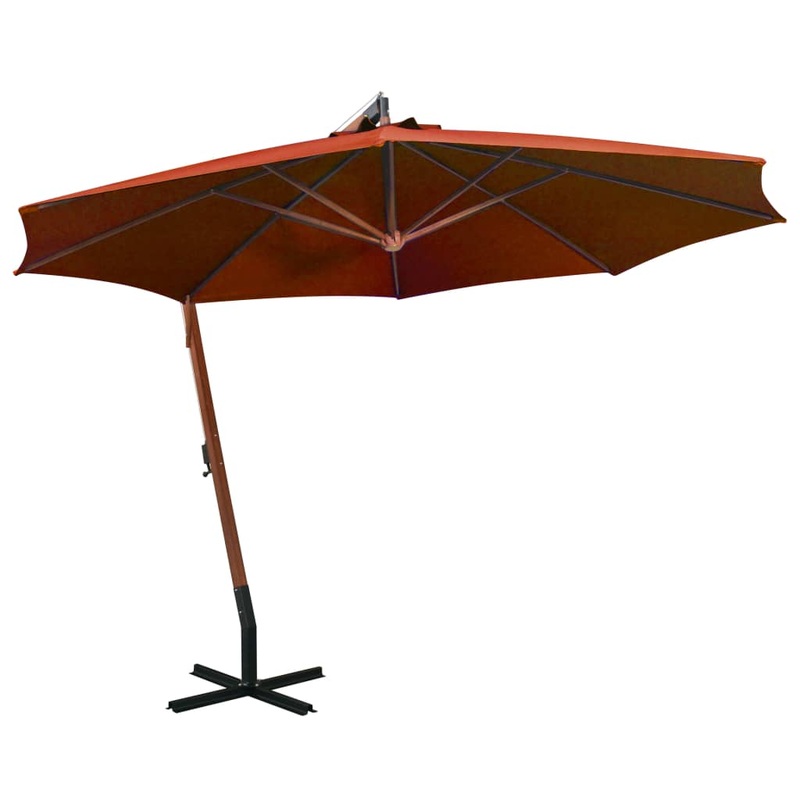 Berkfield Hanging Parasol with Pole Terracotta 3.5×2.9 m Solid Fir Wood
