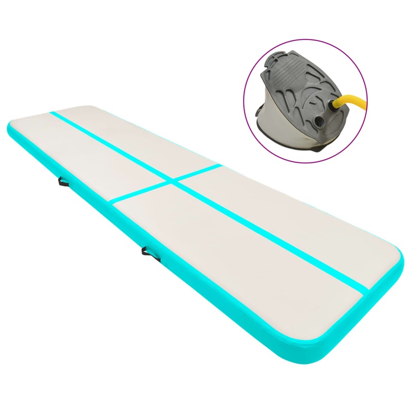 Berkfield Inflatable Gymnastics Mat with Pump 700x100x15 cm PVC Green