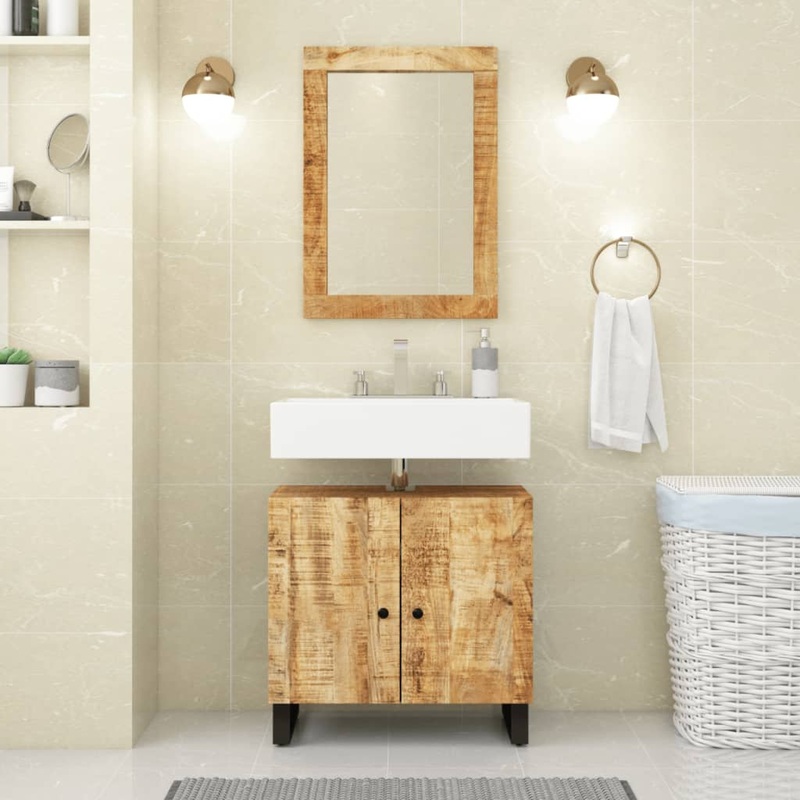Berkfield Mirror 70×50 cm Solid Wood Mango and Glass
