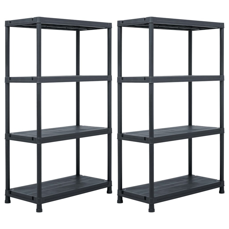 Berkfield Storage Shelf Racks 2 pcs Black 200 kg 80x40x138 cm Plastic