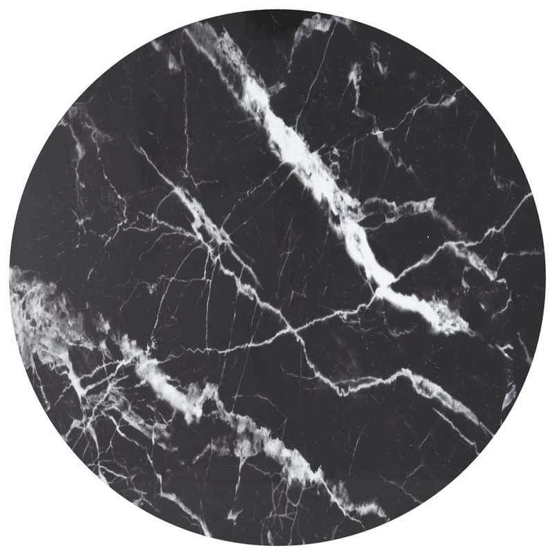 Berkfield Table Top Black __80x1 cm Tempered Glass with Marble Design
