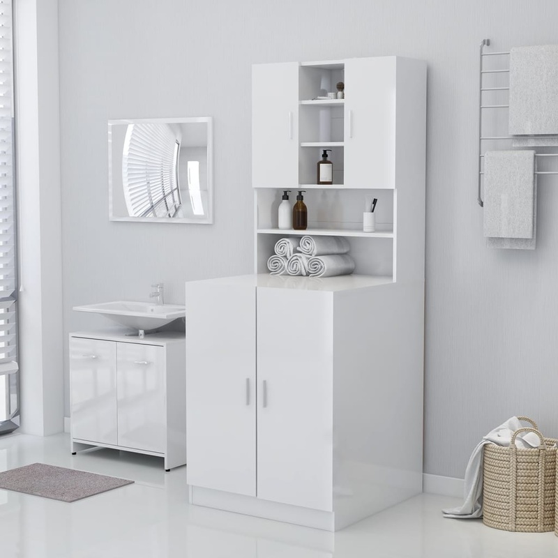 Berkfield Washing Machine Cabinet High Gloss White 71×71.5×91.5 cm