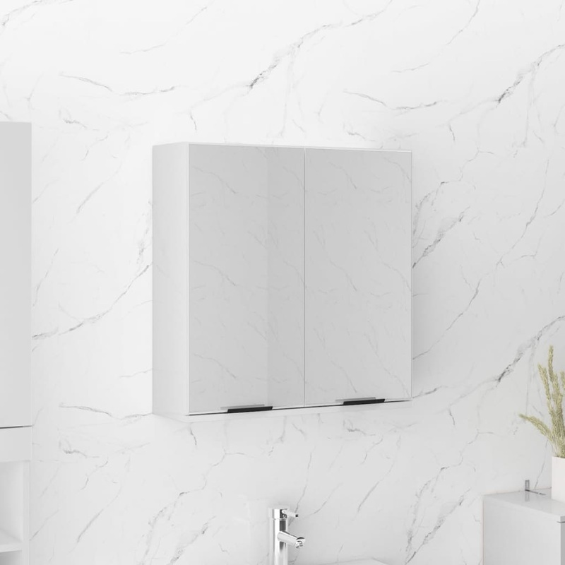 Berkfield Bathroom Mirror Cabinet High Gloss White 64x20x67 cm