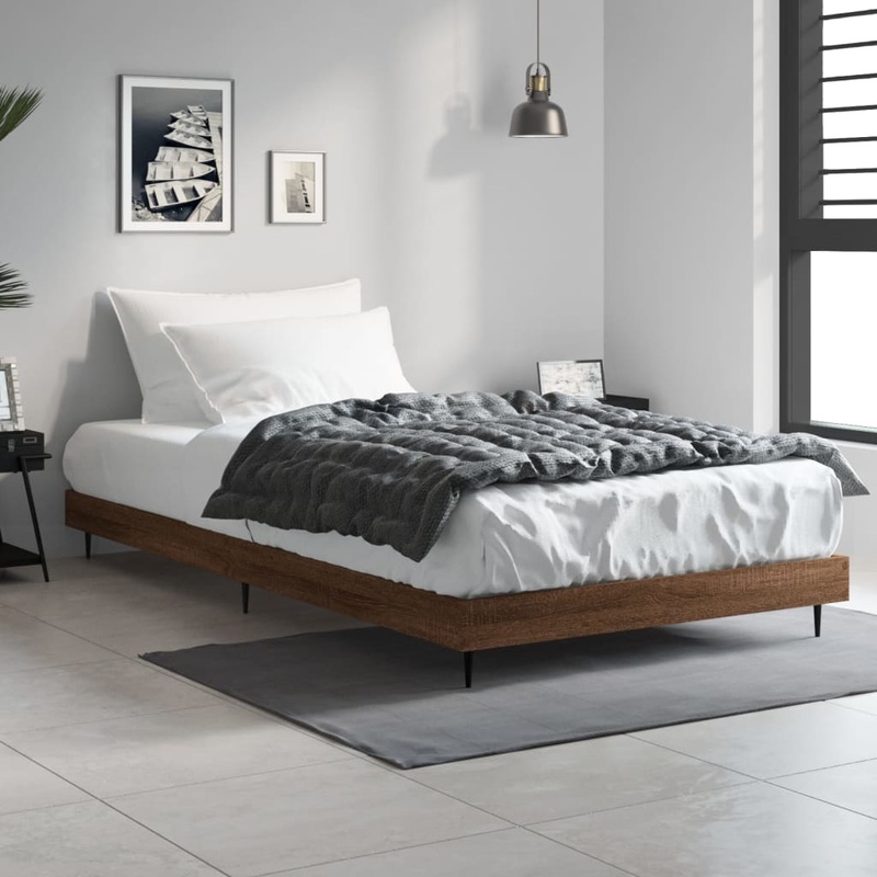 Berkfield Bed Frame Brown Oak 100×200 cm Engineered Wood