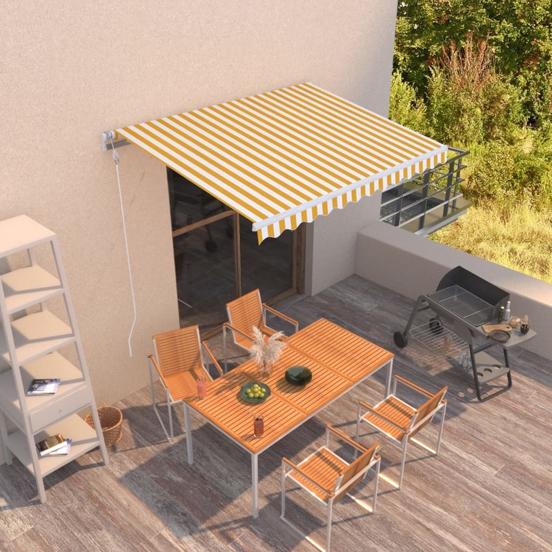 Berkfield Manual Retractable Awning 350×250 cm Yellow and White