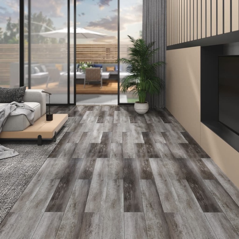 Berkfield Non Self-adhesive PVC Flooring Planks 4.46 m__ 3 mm Striped Wood
