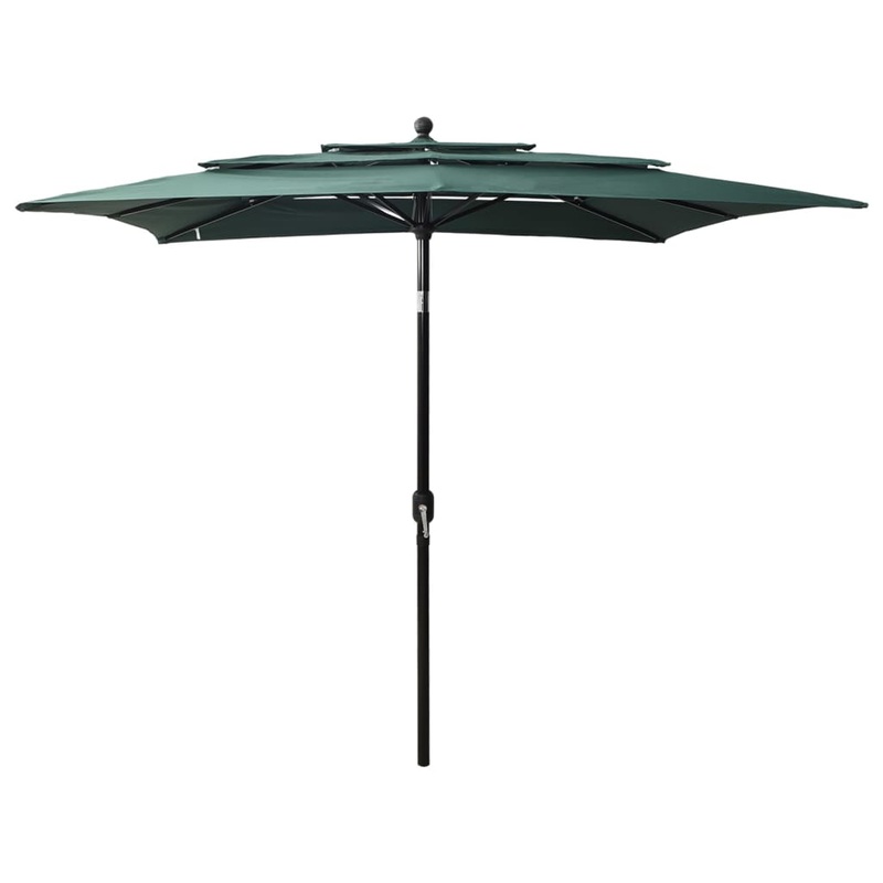 Berkfield 3-Tier Parasol with Aluminium Pole Green 2.5×2.5 m