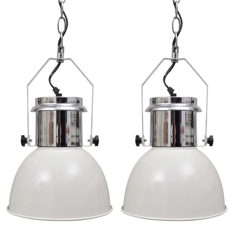 Berkfield Ceiling Lamp 2 pcs Height-adjustable Modern White Metal