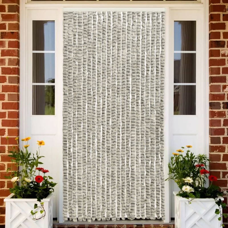 Berkfield Insect Curtain Light and Dark Grey 56×185 cm Chenille