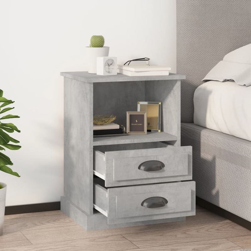 Berkfield Bedside Cabinets 2 pcs Concrete Grey 43x36x60 cm