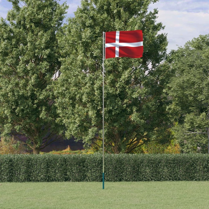 Berkfield Denmark Flag and Pole 5.55 m Aluminium