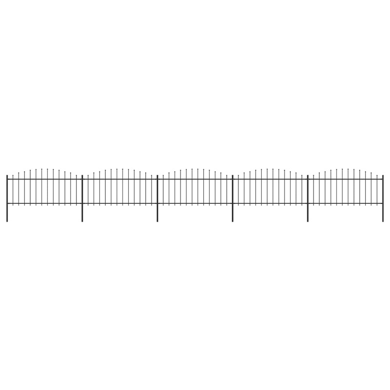 Berkfield Garden Fence with Spear Top Steel (0.5-0.75)x8.5 m Black