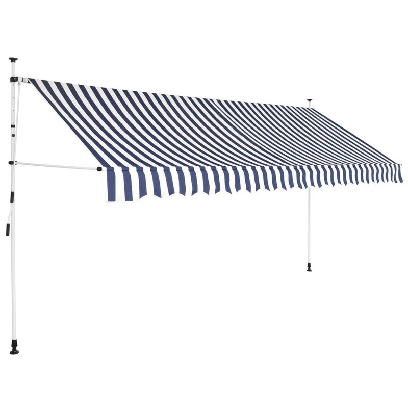 Berkfield Manual Retractable Awning 400 cm Blue and White Stripes