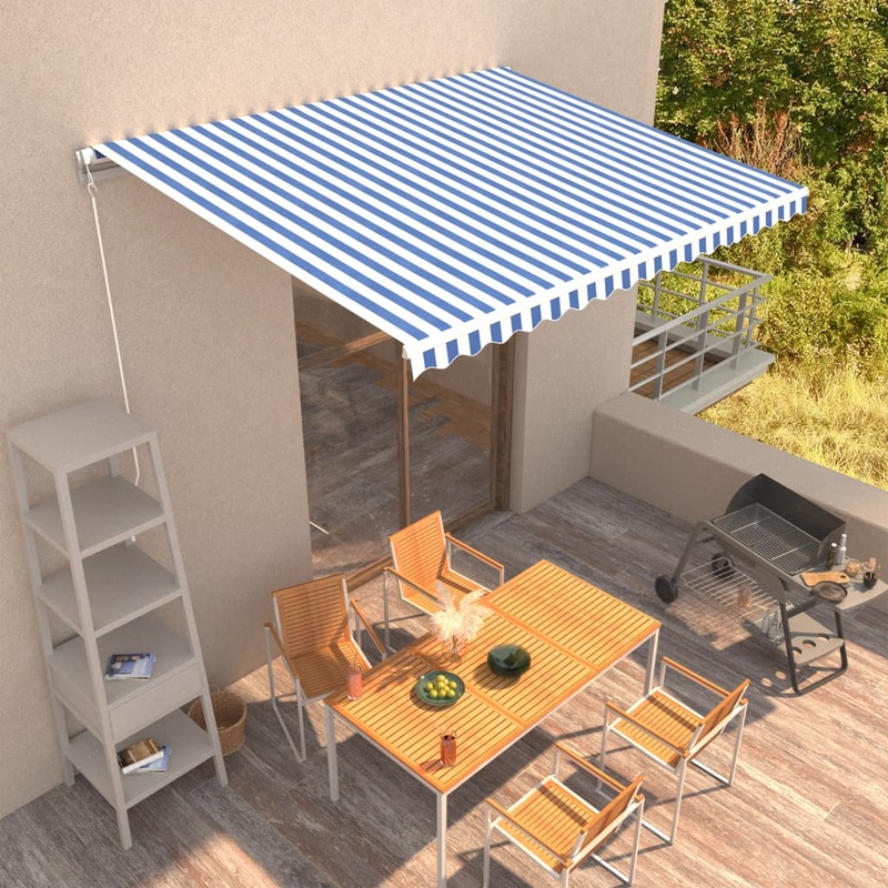 Berkfield Manual Retractable Awning 400×300 cm Blue and White