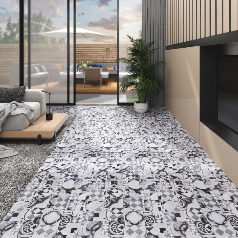 Berkfield Non Self-adhesive PVC Flooring Planks 5.26 m__ 2 mm Grey Pattern