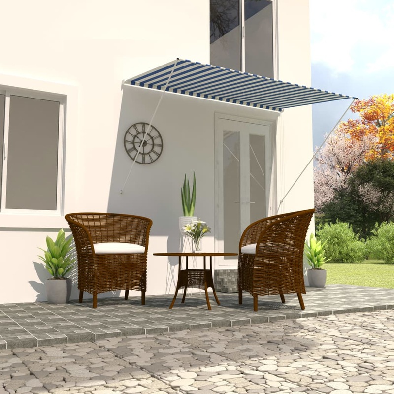 Berkfield Retractable Awning 250×150 cm Blue and White