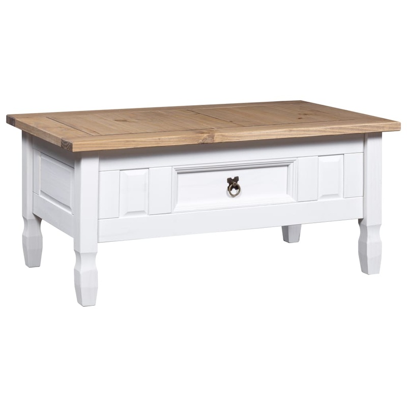 Berkfield Coffee Table Mexican Pine Corona Range White 100x60x45 cm