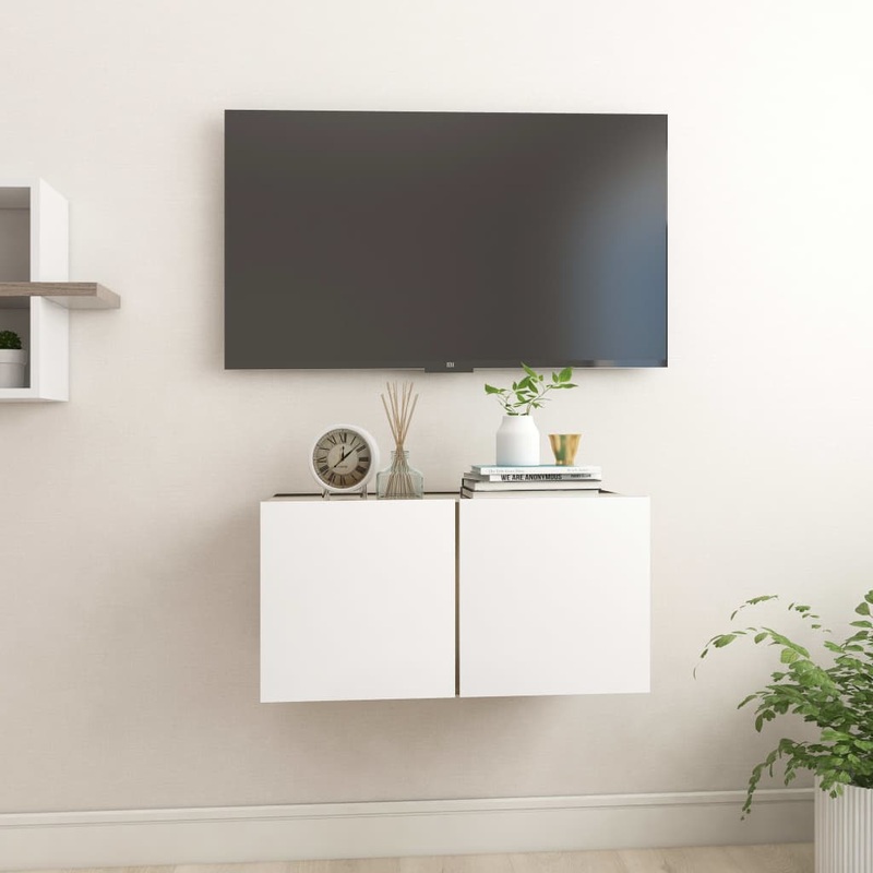 Berkfield Hanging TV Cabinet White and Sonoma Oak 60x30x30 cm