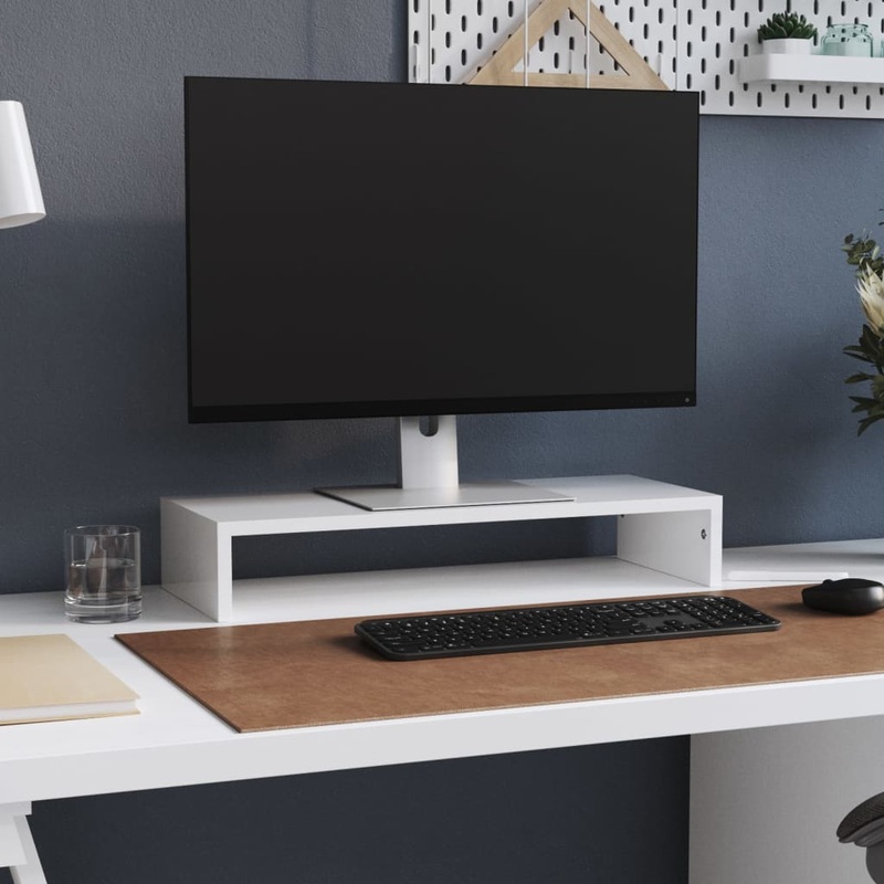 Berkfield Monitor Stand High Gloss White 60×23.5×12 cm Engineered Wood
