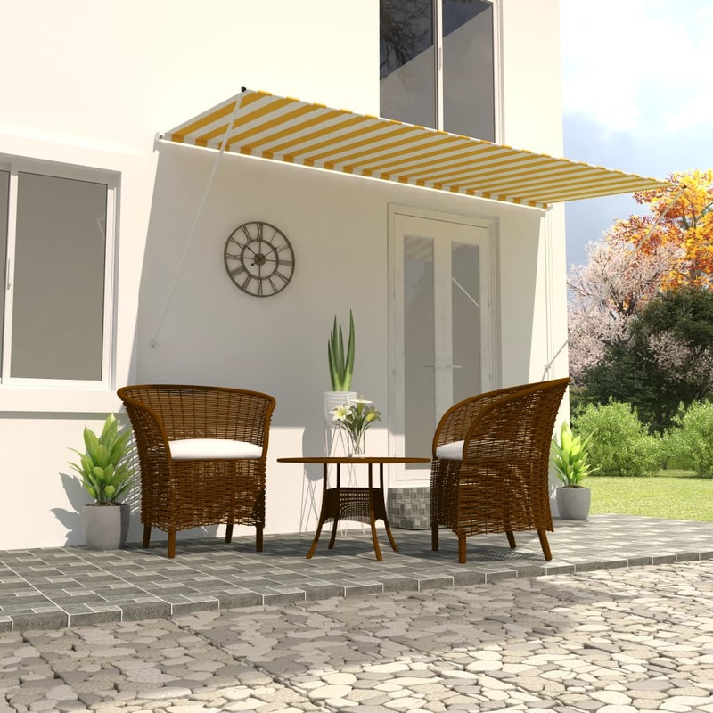 Berkfield Retractable Awning 400×150 cm Yellow and White