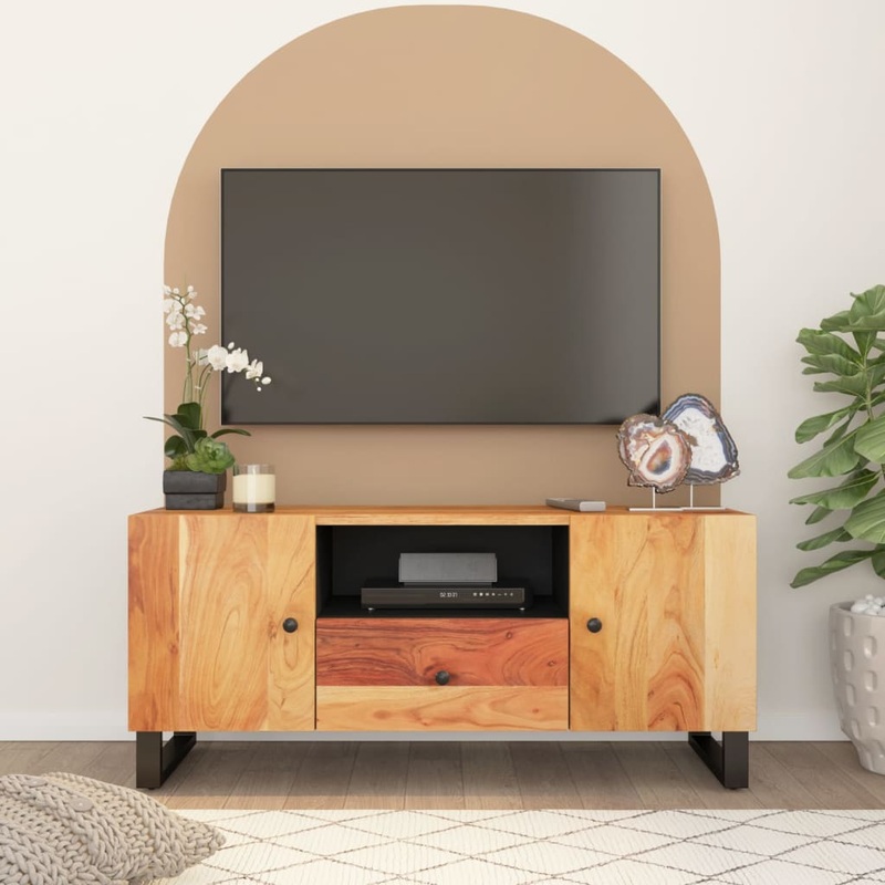 Berkfield TV Cabinet 105×33.5×46 cm Solid Wood Acacia&Engineered Wood