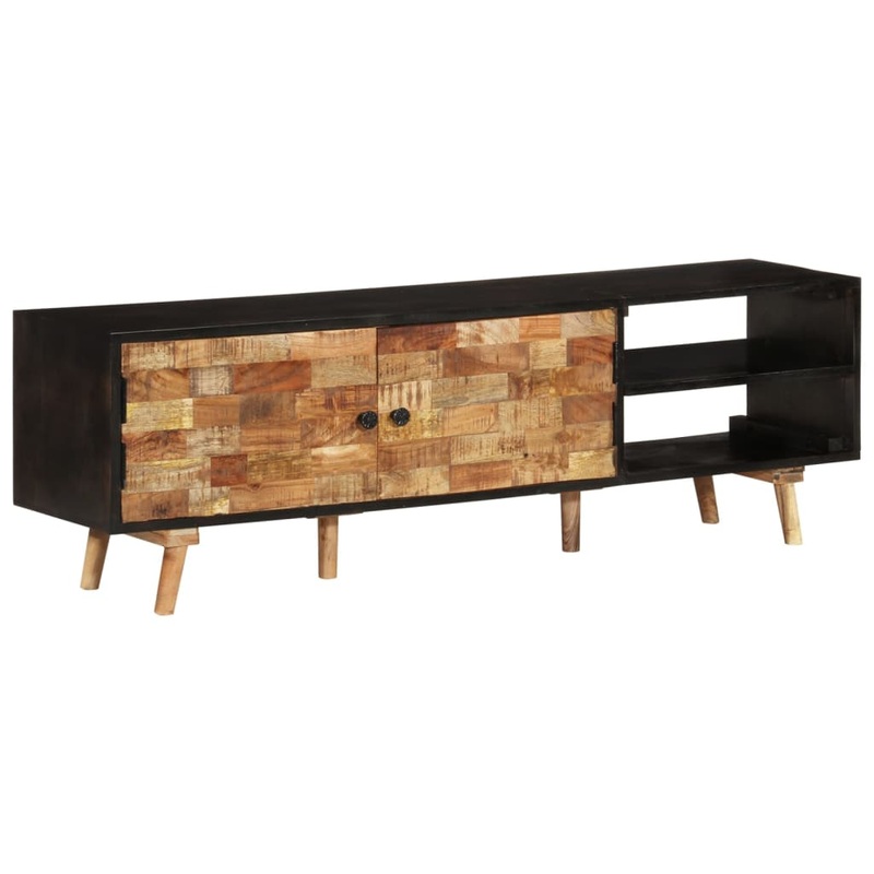 Berkfield TV Cabinet 140x30x45 cm Rough Mango Wood and Solid Acacia Wood