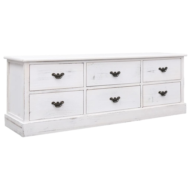 Berkfield TV Cabinet Antique White 108x30x40 cm Solid Wood Paulownia