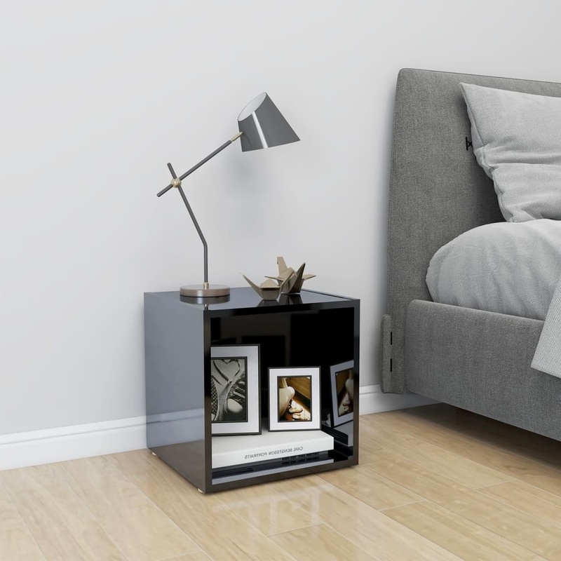 Berkfield TV Cabinet High Gloss Black 37x35x37 cm Engineered Wood