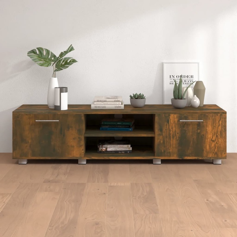 Berkfield TV Cabinet Smoked Oak 140x40x35 cm Engineered Wood