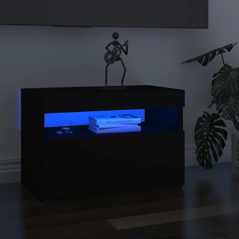 Berkfield TV Cabinet with LED Lights Black 60x35x40 cm