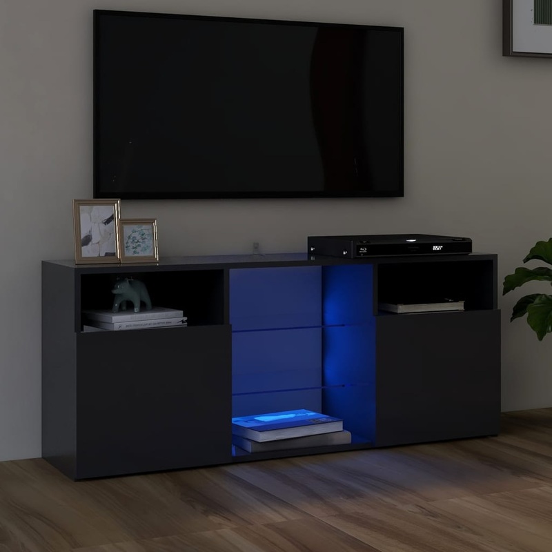Berkfield TV Cabinet with LED Lights Grey 120x30x50 cm