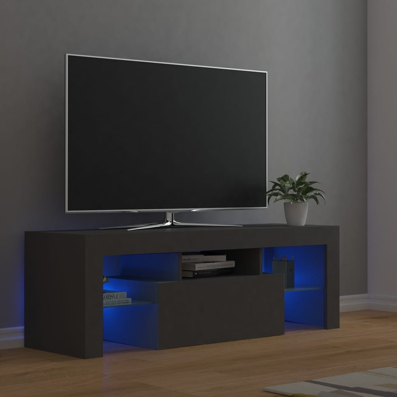 Berkfield TV Cabinet with LED Lights Grey 120x35x40 cm
