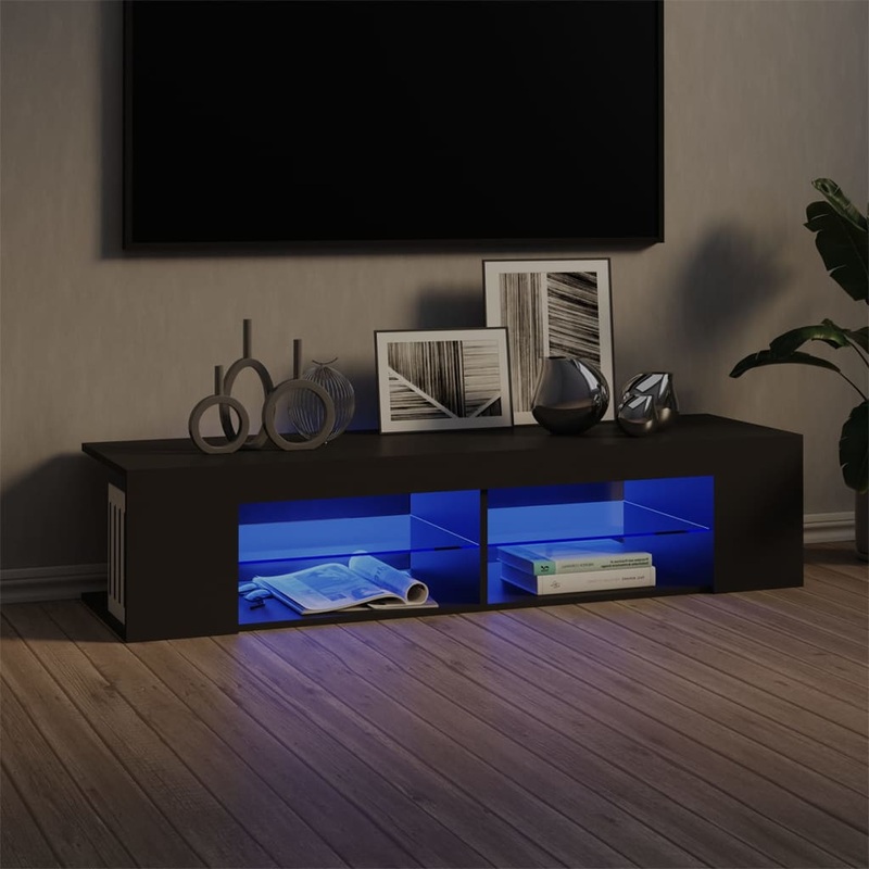 Berkfield TV Cabinet with LED Lights Grey 135x39x30 cm