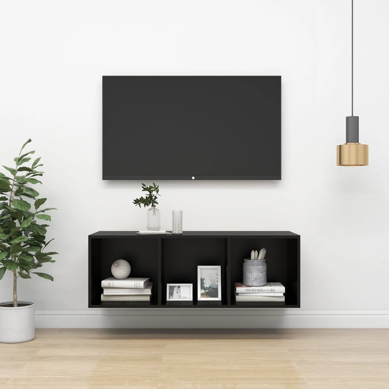 Berkfield Wall-mounted TV Cabinet Black 37x37x107 cm Engineered Wood