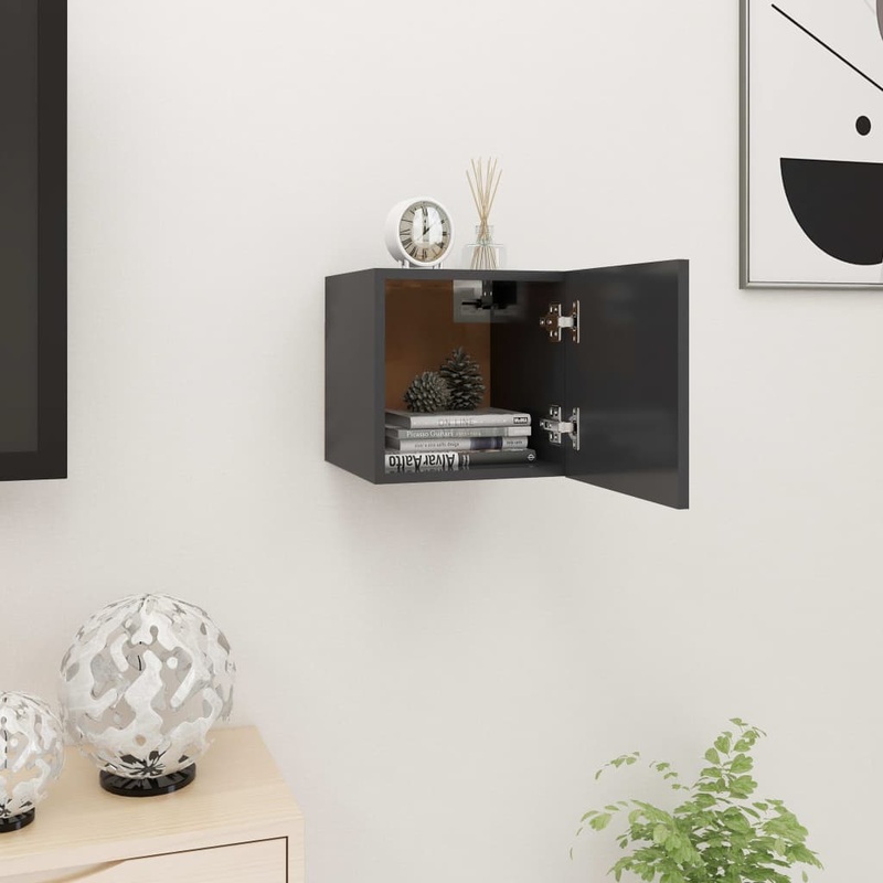 Berkfield Wall Mounted TV Cabinet Grey 30.5x30x30 cm