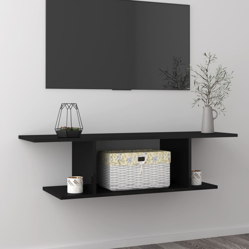 Berkfield Wall Mounted TV Cabinet High Gloss Black 103x30x26.5 cm