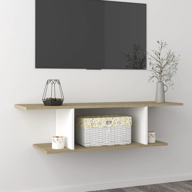 Berkfield Wall Mounted TV Cabinet White and Sonoma Oak 103x30x26.5 cm