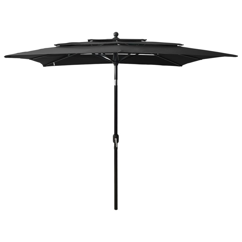 Berkfield 3-Tier Parasol with Aluminium Pole Black 2.5×2.5 m