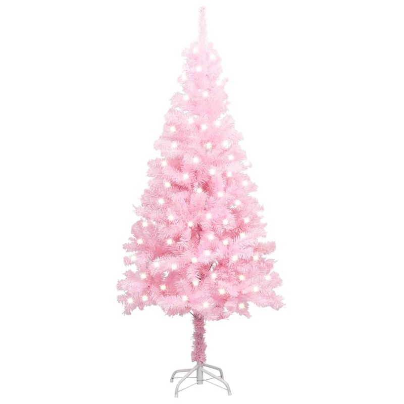 Berkfield Artificial Christmas Tree with LEDs&Stand Pink 120 cm PVC